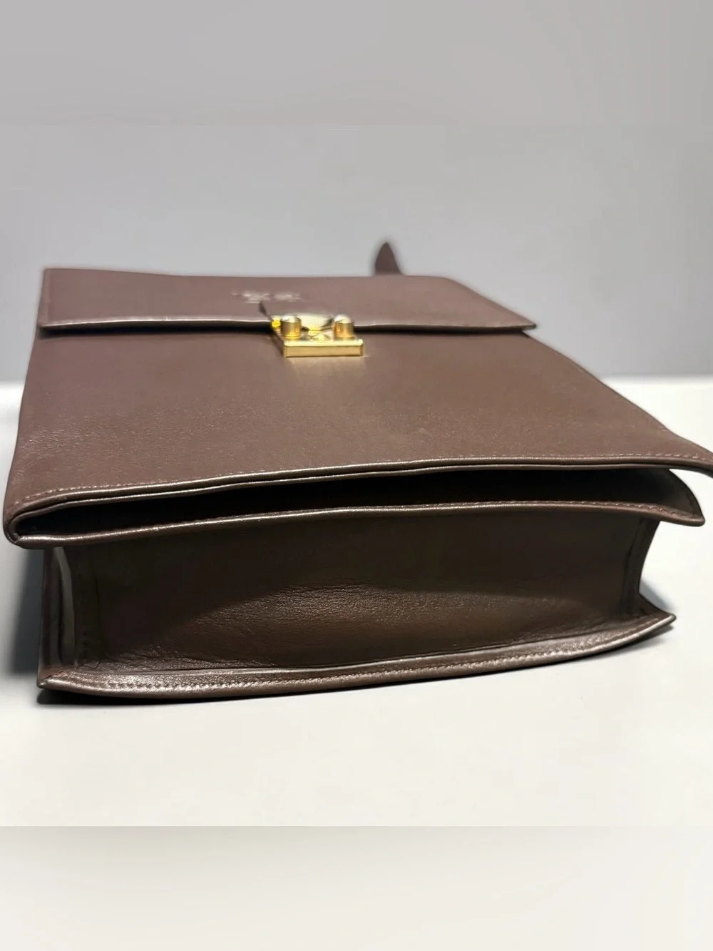 Givenchy Taupe Brown Leather Messenger Bag with Gold Hardware